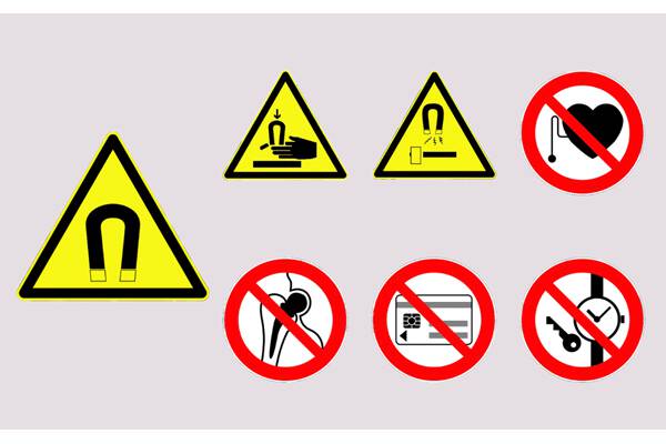 Some magnet-related warning and prohibition signs
