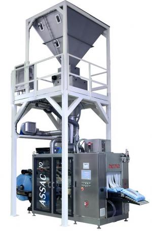 PAYPER FFS technology for corrosive products  FFS bagging station form-fill-seal the bags from a plastic roll.